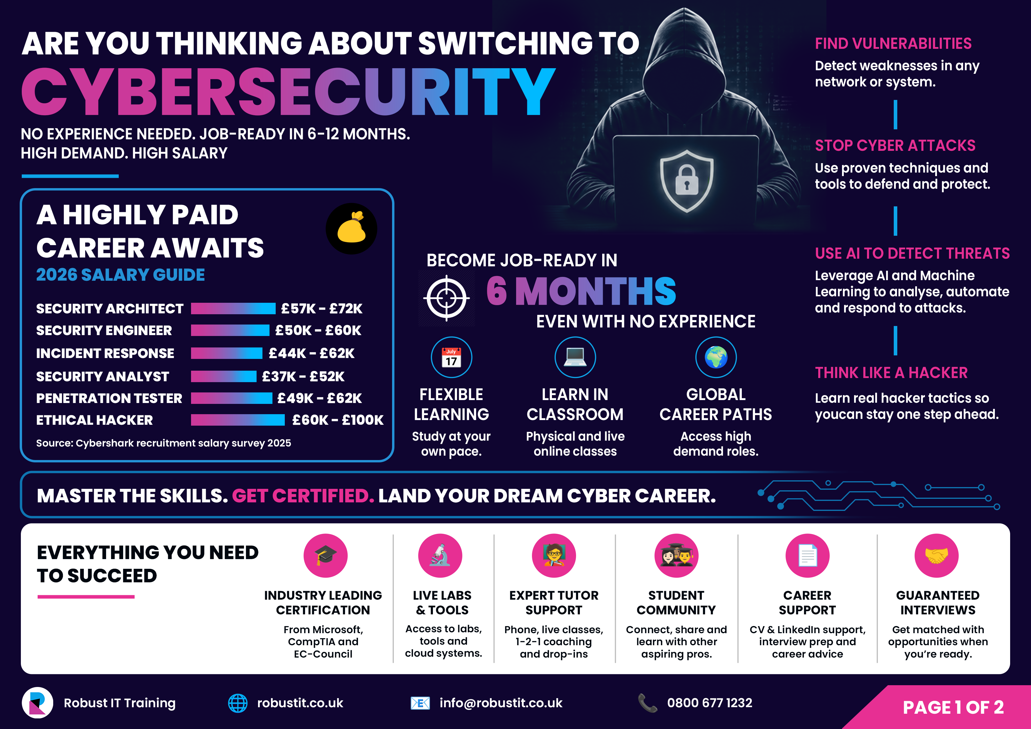 Robust IT cyber security career pathway infographic